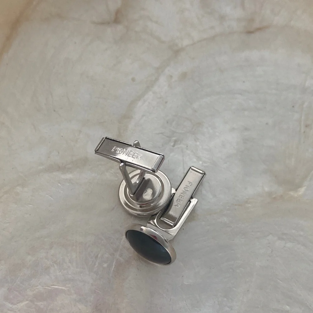 PIONEER Black and Silver Cufflinks